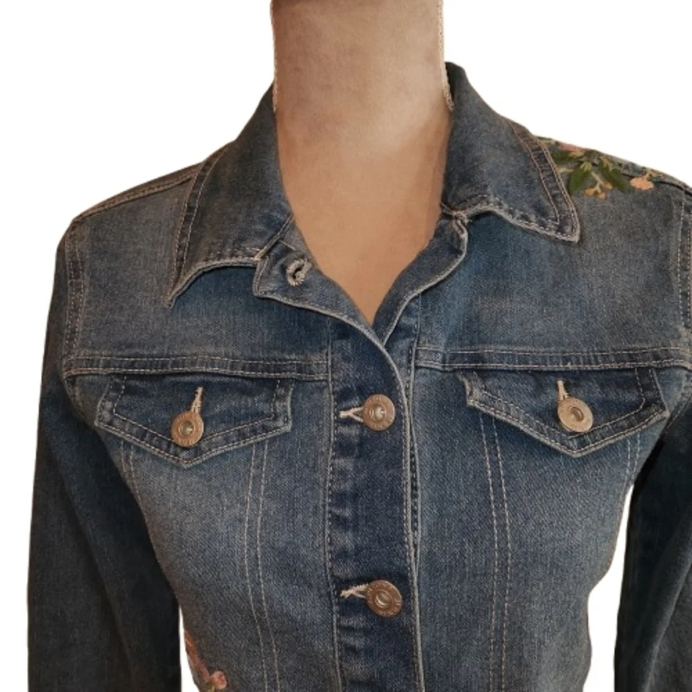 Arizona Jean Co Girls Wild Child Denim Jacket Size XL/16 Embroidery Front & Back